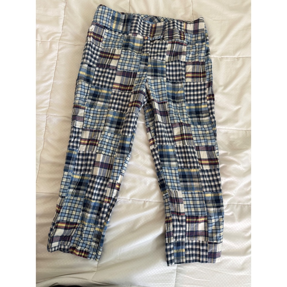 J Mclaughlin Patchwork Madras Plaid Pants Womens … - image 1
